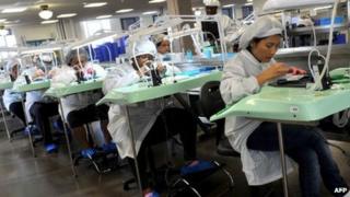 Workers at a factory in the US