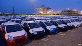 Cars at a showroom in India