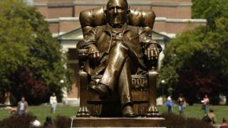 A statue on the campus of Duke University.