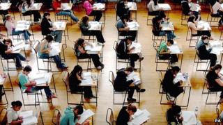 Students taking an exam