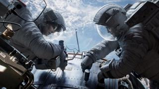 Sandra Bullock and George Clooney in Gravity