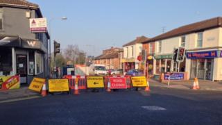 Closed Spring Road in Ipswich