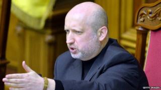 Acting Ukrainian President Oleksandr V Turchynov n Kiev on 23 February