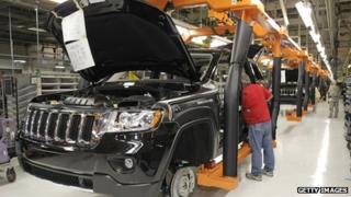 A worker at a Chrysler factory in the US