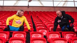 Robbie Savage and Alan Shearer undertake Sports Relief Wembley seat challenge