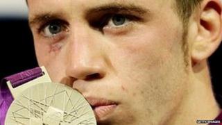 Fred Evans with his silver medal