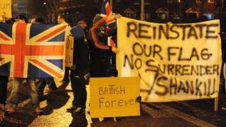 Union flag protest in Belfast in December 2012