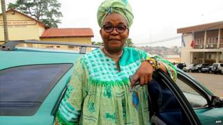 Alice Nkom poses outside a courthouse in Yaounde, the capital the Cameroon