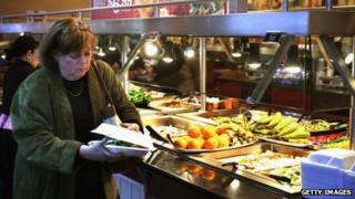 A woman buying food in the US