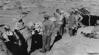 Indian soldiers facing Chinese troops during the 1962 conflict