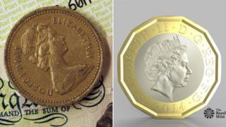 Old pound coin, new pound coin
