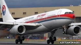 A China Eastern Airlines Airbus at London Heathrow Airport, 16 July 2011