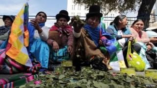 Bolivia coca leaves producers in La Paz 12 March 2014