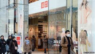 Shoppers outside Uniqlo