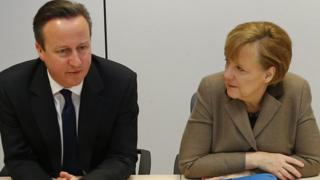 UK PM David Cameron and German Chancellor Angela Merkel, 21 Mar 14