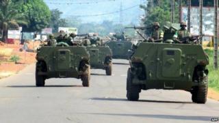 African Union intervention force (MISCA) soldiers north of Bangui