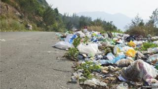 Fly-tipping at roadside