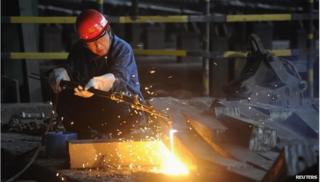 Worker in a steel factory in China