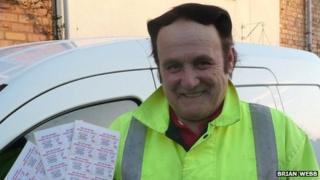Brian Webb with his stamps