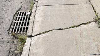 Cracked pavement