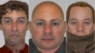 E-fits of thee men police want to speak to over the fatal stabbing of James Attfield