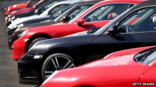 Porsches at a Miami car dealers