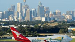 Qantas plane on tarmac at Sydney airport