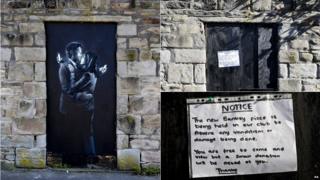A montage showing before and after the artwork was removed