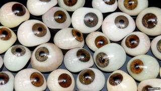 Prosthetic human glass eyes