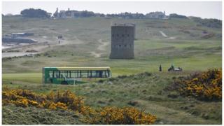 Guernsey bus driving along L'Ancresse road