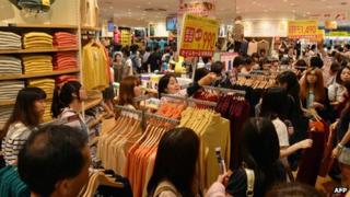Consumers at a shop in Japan