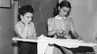 Children ironing