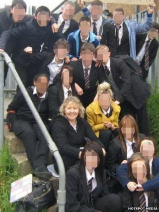 Ann Maguire, with pupils from the college