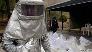 Man in protective suit