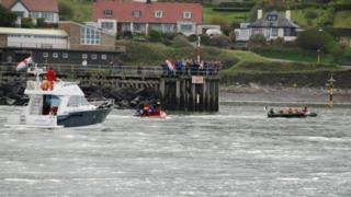 Celtic challenge boats arriving at Aberystwyth harbour