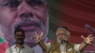 Mr Modi is hoping to defeat the ruling Congress party