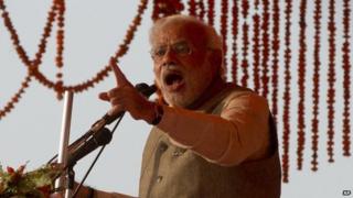 Narendra Modi at a rally on 4 April