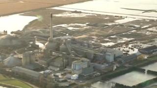 Aerial view of the cement-making factory