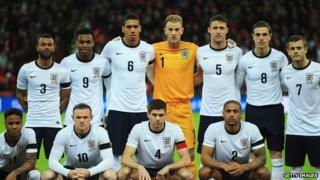 England Football team for friendly against Denmark