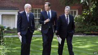 David Cameron meeting DUP leader Peter Robinson and deputy Sinn Fein leader Martin McGuiness in Downing Street in June 2013