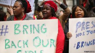 Protesters outside Nigeria House in London