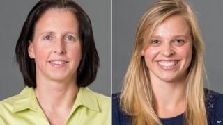 This combination made with photos provided by the University of Richmond shows associate head coach Ginny Doyle, left, and director of basketball operations Natalie Lewis
