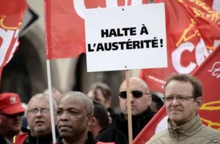 Marchers in the French city of Strasbourg, 15 May