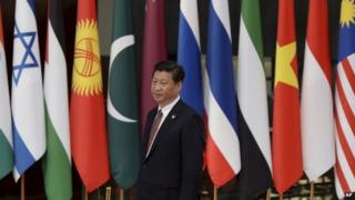 Chinese President Xi Jinping arrives to welcome leaders before the opening ceremony at the fourth Conference on Interaction and Confidence Building Measures in Asia (CICA) summit in Shanghai, China on 21 May.