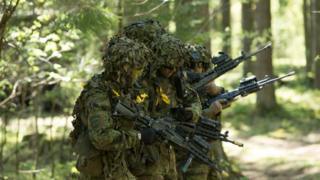 Estonian soldiers participate in Nato military exercises on 18 May, 2014.