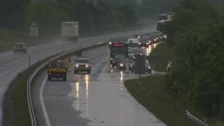 A55 in north Wales closed due to flooding