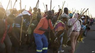 Striking miners in South Africa