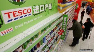 Shoppers at a Tesco store in China