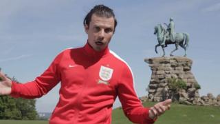 Mr England by Copper Horse statue of King George III in Windsor