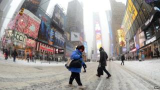 People walking in Times Square, New York